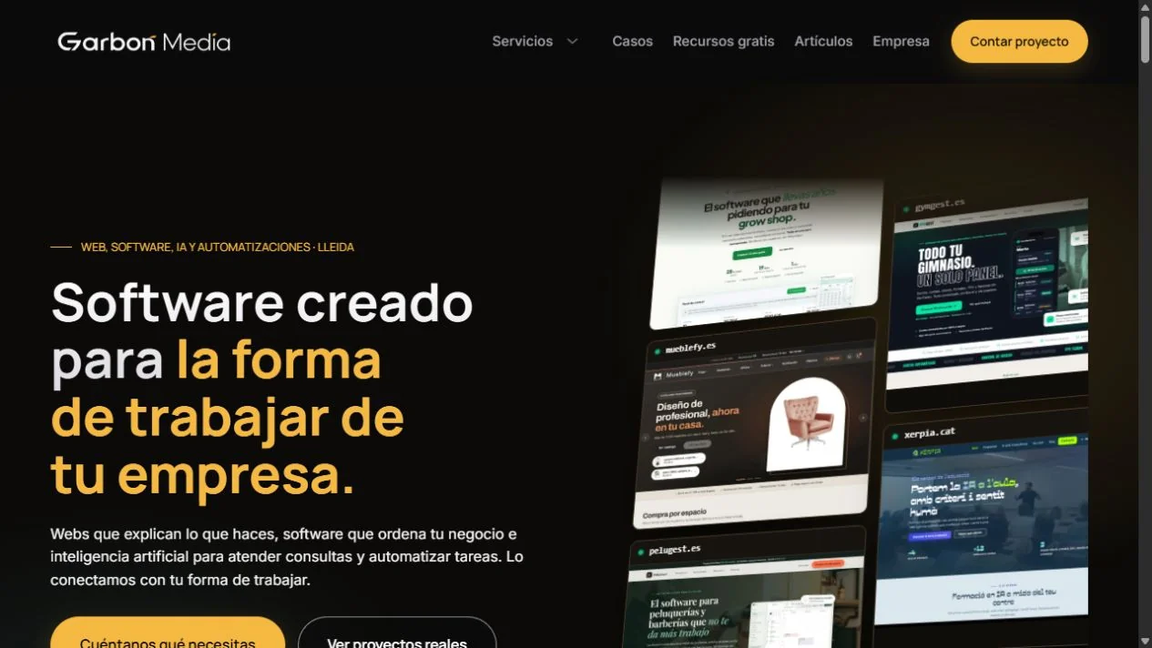Web oficial de Garbon Media y selección de sus proyectos digitales