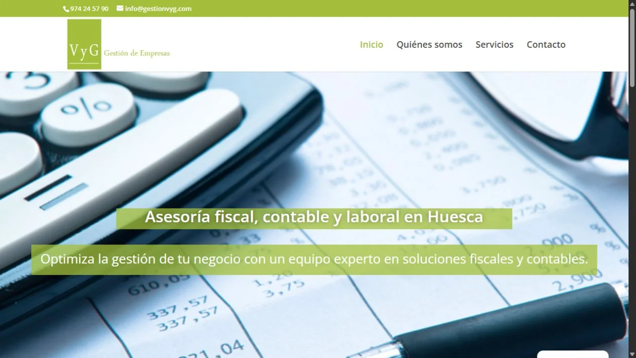Web oficial de Gestión de Empresas VyG, asesoría en Huesca