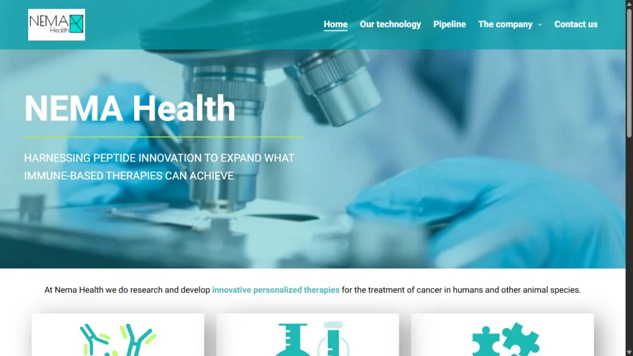 Captura de la web oficial de Nema Health, revisada el 29 de octubre de 2026.
