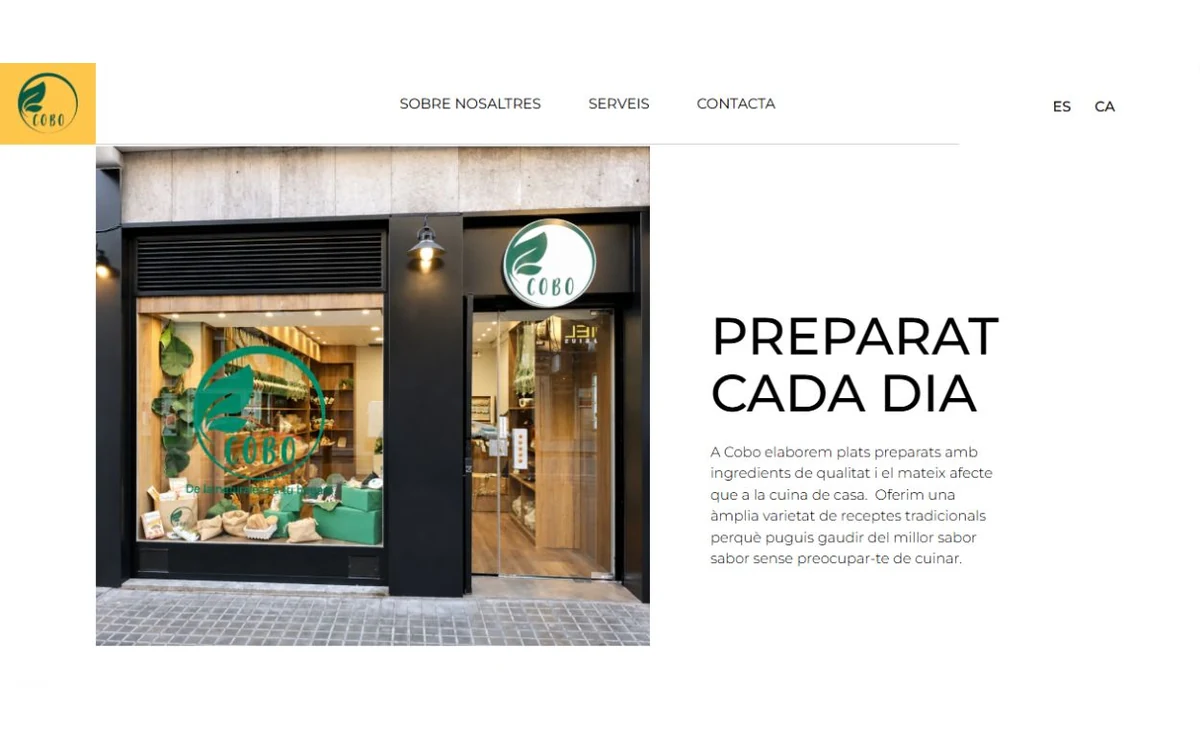 Portada de COBO Lleida con su identidad y propuesta de platos preparados