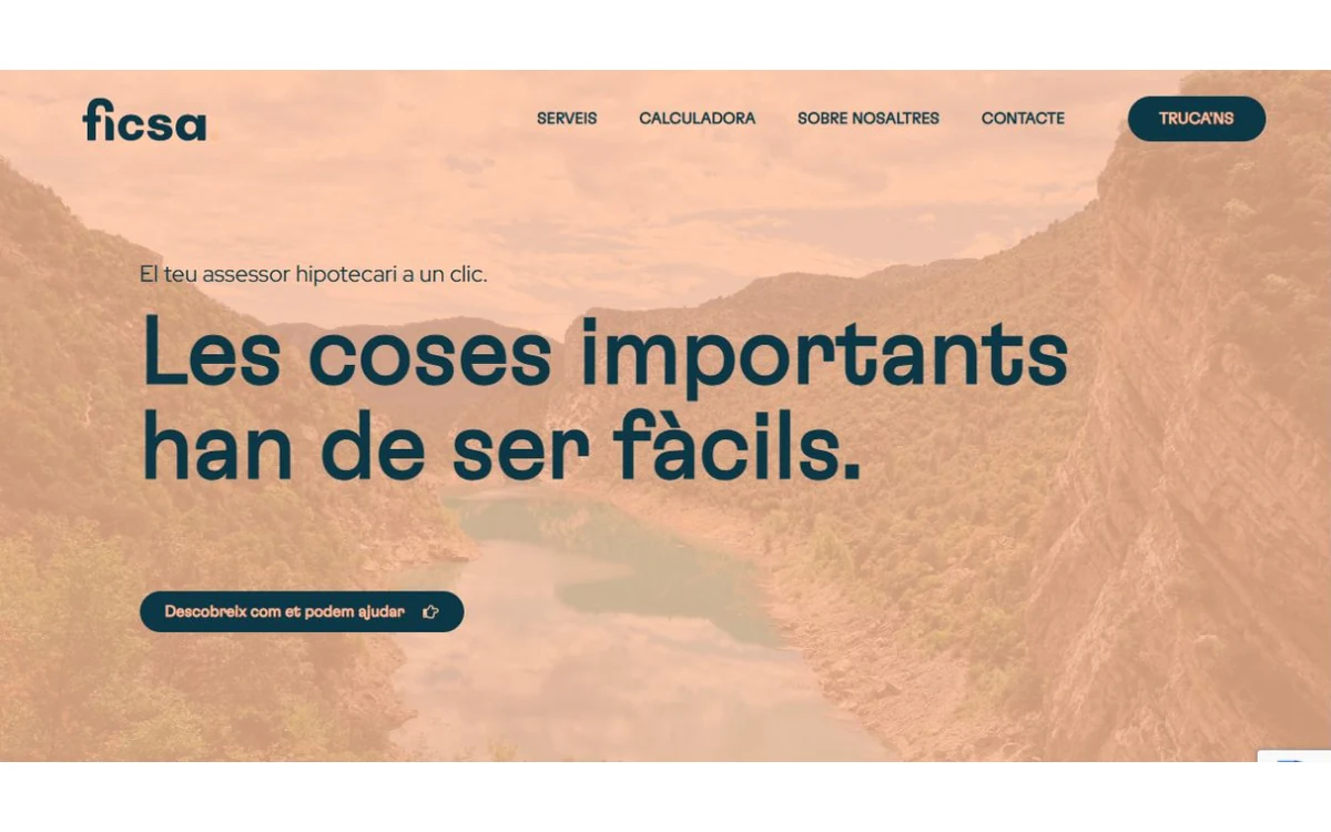 Web oficial de FICSA con su logotipo y propuesta de asesoramiento hipotecario