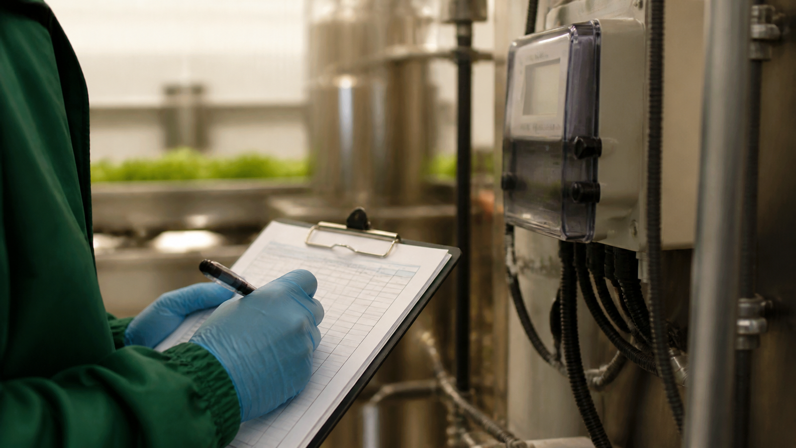 Equipo industrial revisando procesos en una planta agroalimentaria